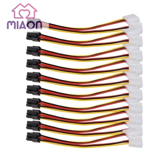 Miaon - conector adaptador convertidor de alimentación (10 pzs Molex (4 pines) a PCI-E (6 pines)