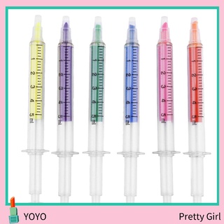 [YO] 6 piezas de lindo papelería de aguja de tubo de jeringa marcador de Nite escritor pluma