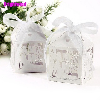 [Brightwind] 10/50/100pcs fiesta de boda Favor Mr&Mrs papel caramelo cajas con cinta