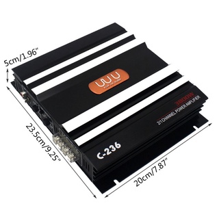 C-236 3800W 2 Channel Car Audio Amplifier 12V DC Low Pass Filter Bass Subwoofer