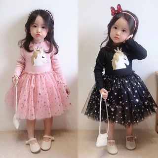 Otoño Niños Niña Vestido Bebé Manga Larga Patchwork Algodón Malla Vestidos De Princesa