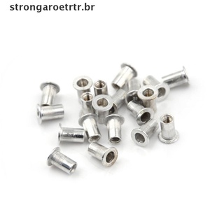 [Garoetrtr] 20 piezas de aleación de aluminio con cabeza plana roscada remache insertable tuercas de tuerca remache BR