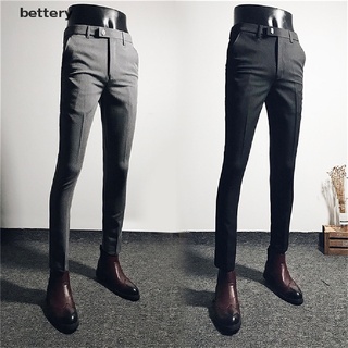 [bettery] verano de los hombres de negocios casual slim pantalones elásticos leggings pantalones largos