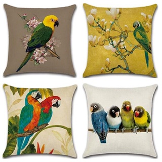 Parrot Series flor y pájaro tema europeo y américa estilo pareja pájaro abrazo funda de almohada funda de cojín casa funda de almohada