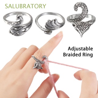 salubratorio ajustable ganchillo bucle joyería anillo abierto de punto anillo hilo guías desgaste dedo diy herramientas de tejer dedal gancho de costura