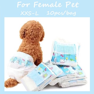 10 unids/bolsa mujer mascota super absorción pañales desechables cachorro perro a prueba de fugas pantalones fisiológicos sanitarios tela no tejida pañales
