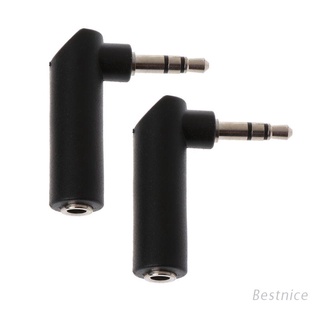 BES 2Pcs Gold jack 3.5mm 3 Pole 90 Degree Female to 3.5mm Male Audio Stereo Plug Jack Earphone Adapter