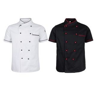 chef chaqueta uniforme de manga corta hotel cocina chefwear abrigo de cocina m blanco