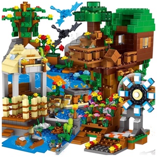 Minecraft series treehouse Compatible bloques de construcción pueblo ciudad árbol casa cascada ladrillos juguetes para niños regalos