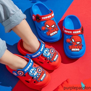 Purp-cartoon Superhero slip-on niños zapatillas EVA antideslizante niños sandalias zapatillas para playa piscina ducha