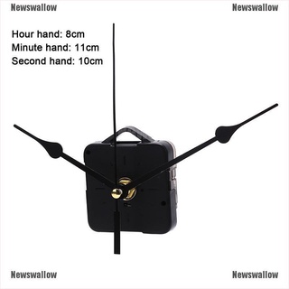 [nw] reloj de cuarzo mecanismo de movimiento de manos herramienta de reparación de pared piezas diy negro puntero [newswallow]