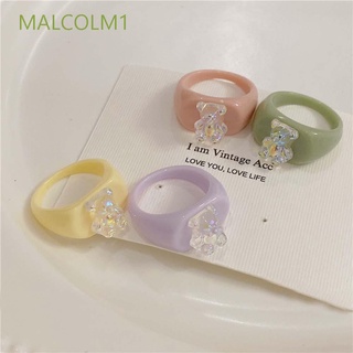 Malcolm1 anillo de resina temperamento Retro moda joyería anillo de dedo mujeres flor rosa geométrica Simple acrílico
