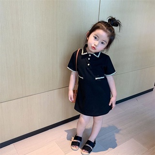 Niño Xiang viento incluso vestido 2020 verano niña POLO escuela viento manga corta falda de la princesa bebé T