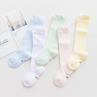 calcetines largos de algodón para niños/calcetines largos antimosquitos para bebés/red de ojos delgados/calcetines de rodilla alta
