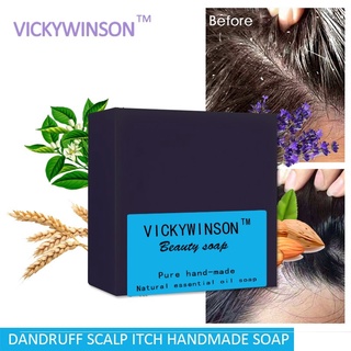 VICKYWINSON Jabón hecho a mano con aceite esencial antipruriginoso y anticaspa 100g Mejora la piel sensible (1)