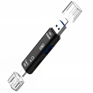 5-in-1 Multifunctional OTG Card Reader Micro-SD / SD Card / USB Reader Support TF Android Type-c Phone / Computer / Type-c Universal