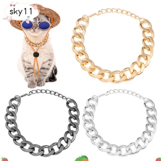 sky moda perro cadena cubana ajustable gato collar accesorios animales oro plata fresco punk gótico cadena de eslabones metal cadena collar de plomo/multicolor