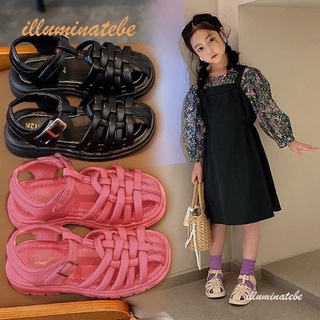 Sandalias para niña Princesa zapatos De verano 2021 nuevo tejido Baotou mediano y Grande fondo suave para niños zapatos De Moda para niñas-Ill