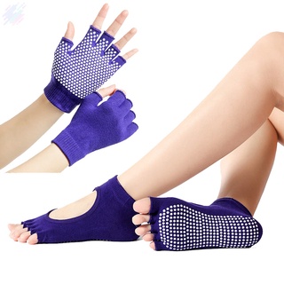 set de calcetines y guantes deportivos de yoga de cinco dedos antideslizantes transpirables guantes conjunto de calcetines (2)