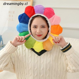 dreamingby.cl Rainbow Colorful Sunflower Plush Hat Funny Stuffed Toy Cosplay Headgear Hood Cap