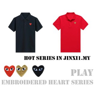 Juego de moda Polo bordado corazón camisa para mujeres y hombres camisetas adulto Unisex camisetas