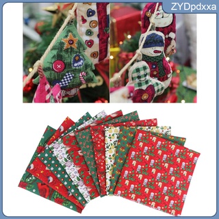 Set of 10 Christmas Cotton Fabric Textile Quilting Patchwork Fabric Bundles Fabric for Scrapbooking Cloth Sewing DIY Crafts Pillows Mask Making 25cm