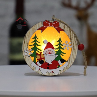 1pcs estrella y campana impreso colgantes de madera adorno de árbol de navidad DIY artesanía de madera niños para el hogar navidad fiesta decoración TIKTOK @MY (9)