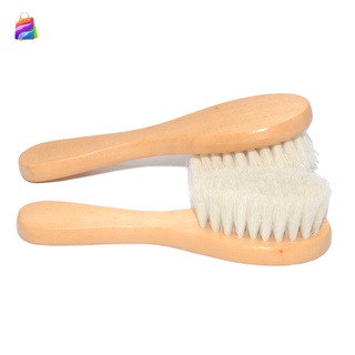 Baby Hair Brush with Wooden Handle and Super Soft Goat Bristles for Newborns & Toddlers YEW