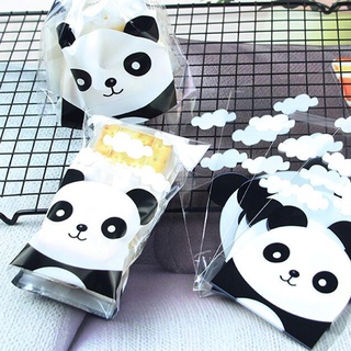 100 unids/bolsa de panda patrón transparente bolsa de regalo bolsa de galletas (1)