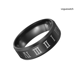 Vogue anillo de dedo de lujo de la joyería de acero inoxidable de impresión romana número de los hombres banda para baile (9)