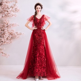 tianshijiayi rojo brillante novia novia tostada vestido de boda apreciación cena boda vestido de noche 1806q (3)