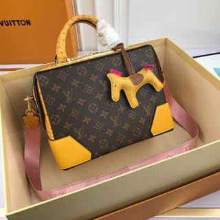 Nuevo LV Louis Vuitton una bolsa de hombro presley avestruz estampado caja tote bag 8216
