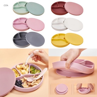 COA Baby Silicone Suction Cup Dinner Plate Baby Food Supplement Bowl with Lid