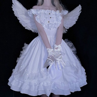 retro kawaii chica gótico encaje cosplay princesa vestido japonés ángel jsk cuento de hadas lolita vestido (3)