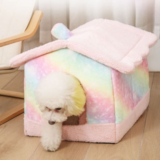 [aleación]casa de mascotas suave de felpa cálida perrera pequeña perro gatos cueva nido acogedor cama de dormir (1)