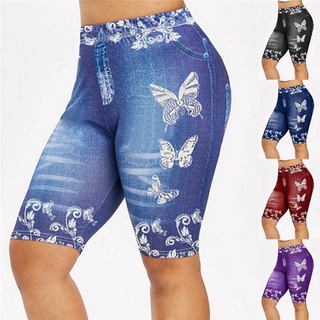 Pantalones vaqueros estampados de mariposa para mujer pantalones de verano