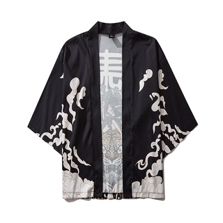 [QSDALEN] verano japonés de cinco puntos mangas Kimono hombre y mujer capa Jacke Top blusa