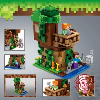 Minecraft Building Blocks Jungle Tree House Minifigure Toys Small Particle Assembled E9J9