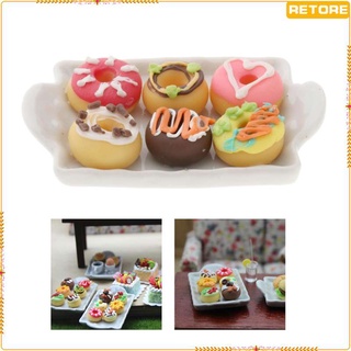 1:12 casa de muñecas miniatura comida Mini Donuts cerámica bandeja decoración accesorios