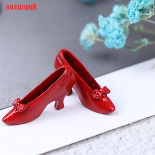{aosunyuk}1 par 1:12 casa de muñecas miniatura accesorios rojo tacón alto zapatos princesa zapato TTE