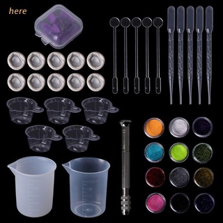 here 1 Set Epoxy Resin Kit DIY Jewelry Dry Flower Glitter Powder Shiny Dropper Cup Silicone Handmade Tackle Handmade Accessories Casting Tools