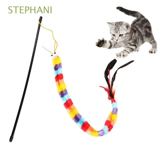 STEPHANI 2pcs Pet Supplies Funny Tease Cat Rod Cat Toys Training Playing Rainbow Wand Plastic Kitten Interactive Stick/Multicolor