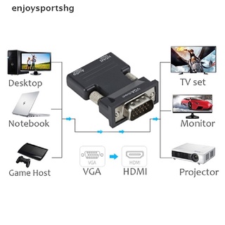 [enjoysportshg] convertidor hdmi hembra a vga macho/adaptador de audio compatible con salida de señal 1080p [caliente] (3)