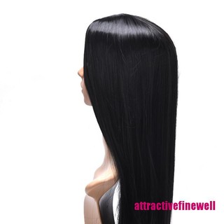 Atbr peluca De cabello Natural recta Resistente al Calor encaje frontal Wigs color negro Att (7)