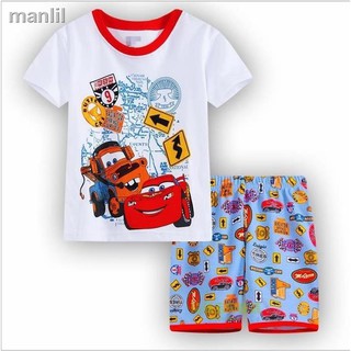 ¤❣^^ Conjunto De Pijama Camiseta De Manga corta+pantalones cortos con estampado De rayo McQueen Para niños/niñas/ropa interior