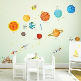 Sistema solar pegatinas de pared espacio planetas niños educación decoración Mural arte adhesivo