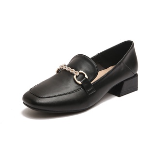 Estilo británico zapatos de cuero 2021 mocasines de las mujeres de tacón grueso zapatos de trabajo de las mujeres de la cabeza cuadrada poco profunda de la boca solo zapatos de gran tamaño zapatos casuales tamaño 34-43 (8)