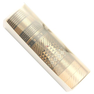 De 10 rollos/Set de papel de aluminio de oro negro Washi cinta de papel Festival DIY Scrapbooking cinta adhesiva decorativa Washi cinta adhesiva