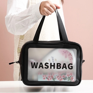putransparente conjunto de tres piezas bolsa de cosméticos de gran capacidad bolsa de lavado impermeable bolsa de baño translúcido esmerilado bolsa de almacenamiento (1)