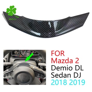 cubierta del marco del volante de fibra de carbono para mazda 2 demio dl sedan dj hatchback 2018 2019